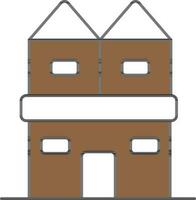 Building Or Home Icon In Brown And White Color. vector