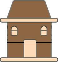 Home Icon In Peach And Brown Color. vector