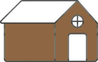 Flat Style Home Icon In Brown And White Color. vector