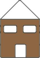 Home And Cottage Icon In Brown And White Color. vector