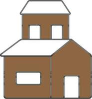 Two Storey Home Icon In Brown And White Color. vector