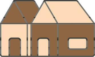 Two Home Icon In Brown And Peach Color. vector