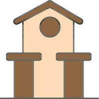 Bird House Or Home Icon In Brown And Peach Color. vector