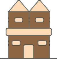 Building Or Home Icon In Brown And Peach Color. vector