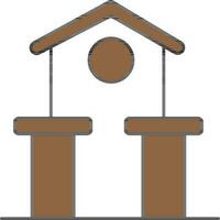 Bird House Or Home Icon In Brown And White Color. vector