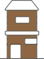 Brown And White Color Home Or Building Icon. vector