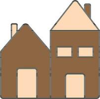 House Icon In Brown And Peach Color. vector