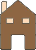 Home Icon In Brown And Peach Color. vector