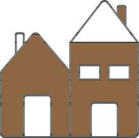 House Icon In Brown And White Color. vector