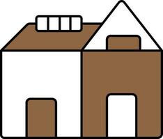 Brown And White Color House Icon In Flat Style.. vector