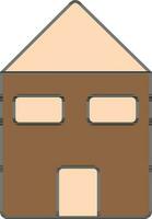 Home And Cottage Icon In Brown And Peach Color. vector