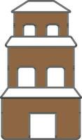 Three Storey Home Icon In Brown And White Color. vector