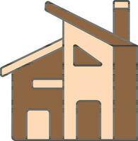 Modern Home Icon In Brown And Peach Color. vector