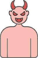 Cartoon Devil Man Icon In Pink And Red Color. vector