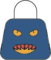 Creepy Face Bag Colorful Icon In Flat Style. vector