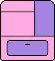 Isolated Wardrobe Icon In Pink And Purple Color. vector