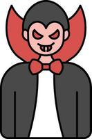 Vampire Character Flat Icon In Red And Black Color. vector