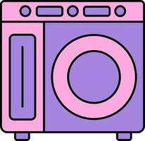 Isolated Washing Machine Icon In Pink And Purple Color. vector