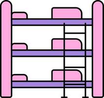 ilustración de litera cama icono en rosado y púrpura color. vector