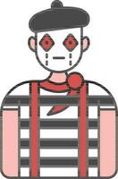 Flat Style Mime Cartoon Character Colorful Icon. vector