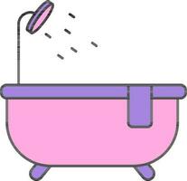 Isolated Bathtub Icon In Pink And Purple Color. vector