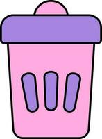 Dustbin Or Trash Icon In Pink And Purple Color. vector