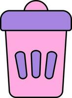 Dustbin Or Trash Icon In Pink And Purple Color. vector