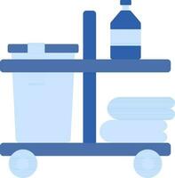 Janitor Or Cleaning Cart Icon In Blue Color. vector