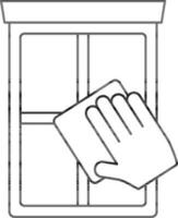 Hand Wiping Window Icon In Line Art. vector