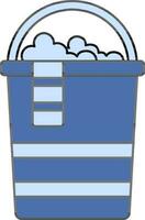 Laundry Bucket Icon In Blue Color. vector