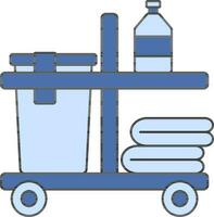 Janitor Or Cleaning Cart Icon In Blue Color. vector