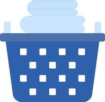 Blue Basket With Clothes Icon Or Symbol. vector