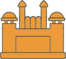 Red Fort Icon In Orange Color. vector