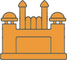 Red Fort Icon In Orange Color. vector