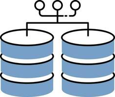 Database Network Icon In Blue And White Color. vector
