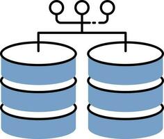 Database Network Icon In Blue And White Color. vector