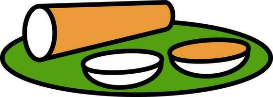 Dosa Sambar With Sauce Icon In Flat Style. vector