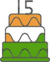 Tricolor Cake With 15 Number Icon In Flat Style vector