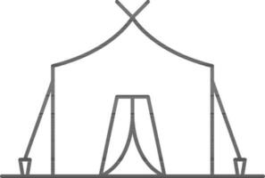 Camping Tent Icon In Black Outline. vector