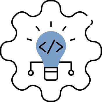 codificación idea icono en azul y blanco color. vector
