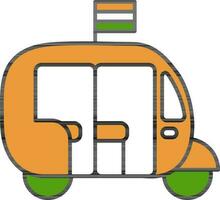 Auto Rickshaw With India Flag Icon In Flat Style. vector