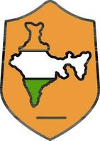 India Map On Shield Icon In Flat Style. vector