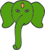 Elephant Face Icon In Green Color. vector