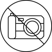 No Camera Icon Or Symbol In Black Line Art. vector