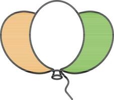 Tricolor Balloons Icon In Flat Style. vector