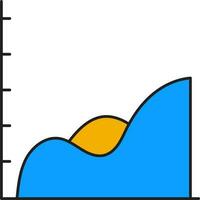 Statistics Chart Icon In Blue And Yellow Color. vector
