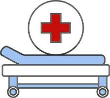 Stretcher Blue And Red Icon Or Symbol In Flat Style. vector