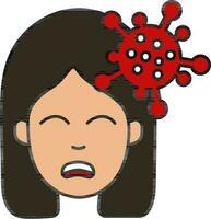 Virus Infected Young Woman Icon In Flat Style. vector