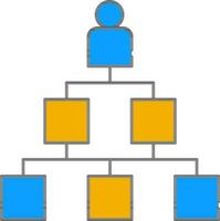 Administration Structure Or Hierarchy Icon In Blue And Yellow Color. vector