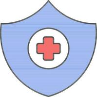 Flat Style Health Insurance Icon In Blue And Red Color. vector